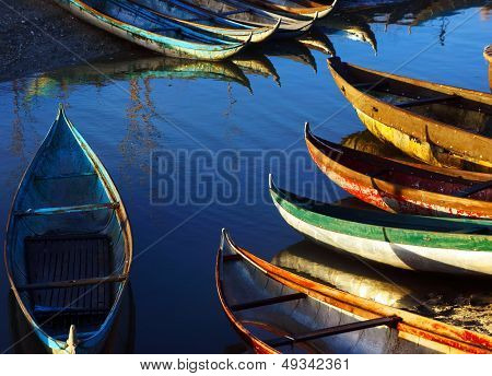 Beautiful Scene With Small Craft Under Golden Light