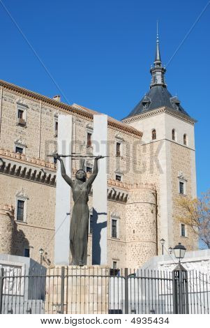 Alcázar Fortress And Statue Of Peace In Toledo
