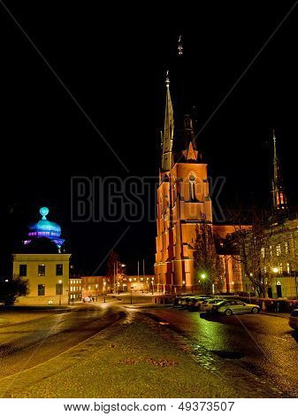 Uppsala Cathedral And Gustavianum By Night