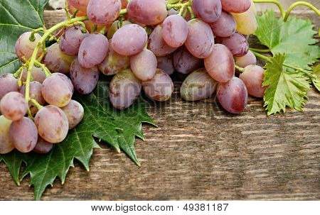 Grapes On Wooden Background