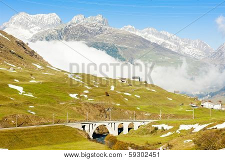 Alps landscape near Andermatt, canton Graubunden, Switzerland