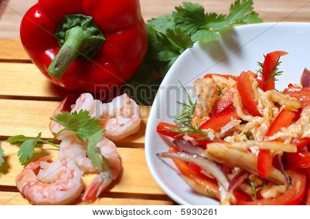 Salat aus Garnelen