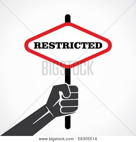 restricted word banner hold in hand stock vector