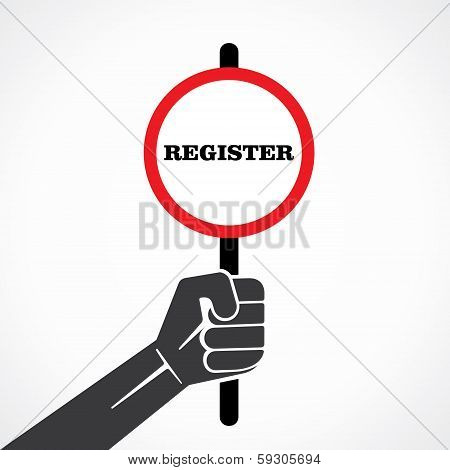register word banner hold in hand stock vector