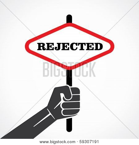 rejected word banner hold in hand stock vector