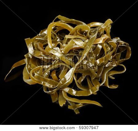 Laminaria (kelp) Seaweed On Black Background
