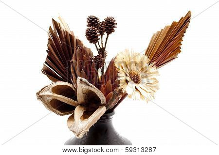 Straw flower with flowers vase
