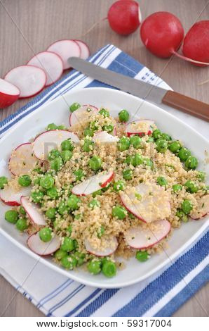 Couscous Salad with peas and red radish