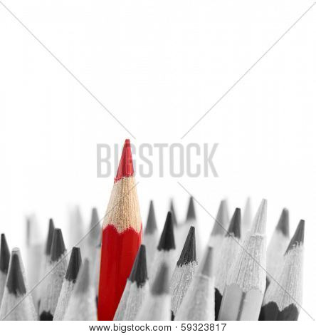 Red pencil standing out from others