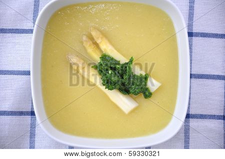 A beautiful light, creamy asparagus soup,.