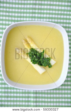 A beautiful light, creamy asparagus soup,.