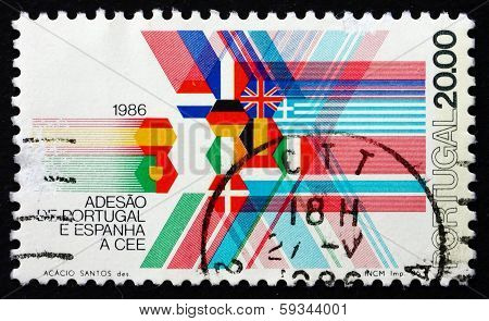 Postage Stamp Portugal 1986 Flags Of Eec Member Nations
