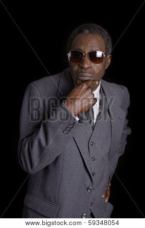 Elder Black Senior With Sunglasses