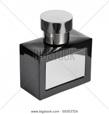 Black perfume bottle isolated