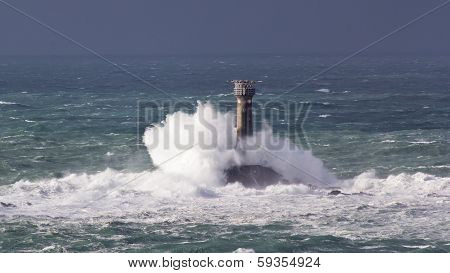Storm At Lands End Cornwall England