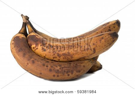 Closeup Of Overripe And Old Banana Isolated On White