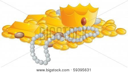 Illustration of a group of treasures on a white background