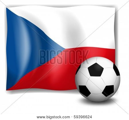 Illustration of the flag of Czech Republic with a soccer ball on a white background