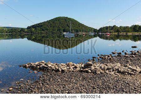Ullswater by Pooley Bridge Lake District Cumbria England UK blue sky on beautiful summer day