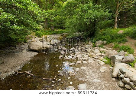 Scenery from walk to Aira Force waterfall Ullswater Valley Lake District Cumbria England UK