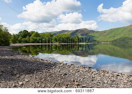 Derwent Water Lake District Cumbria England uk south of Keswick blue sky towards catbells mountain