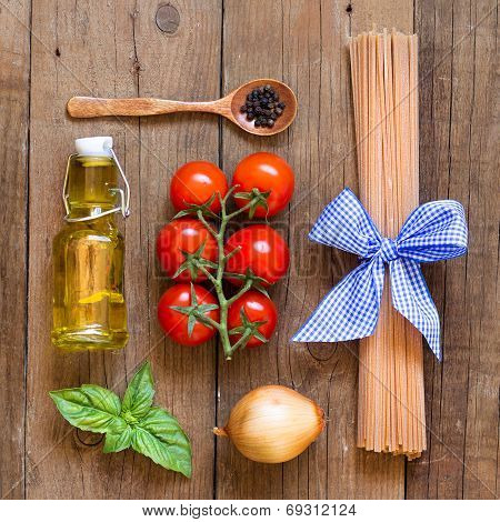 Ingridients For Pasta With Tomato Sauce