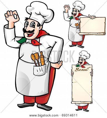 Italian Chef Set Isolated