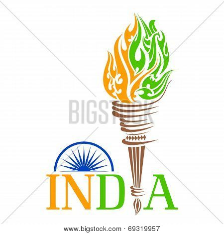 Fire torch with India tricolo flame