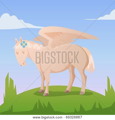 Cartoon magic pegasus