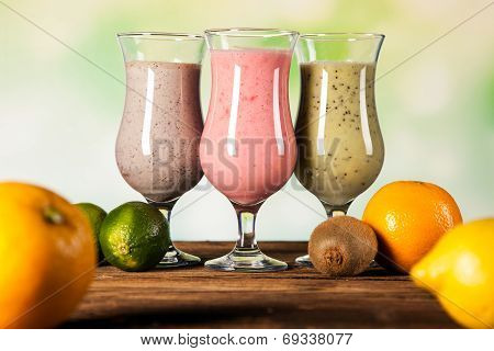 Healthy Diet, Protein Shakes And Fruits