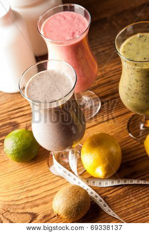 Healthy Diet, Protein Shakes And Fruits