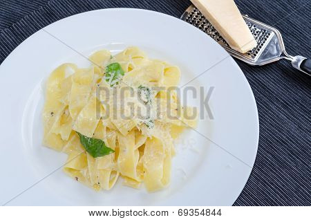 Fresh Pappadelle Pasta With Lemon, Basil And Creame