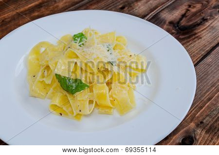Fresh Pappadelle Pasta With Lemon, Basil And Creame