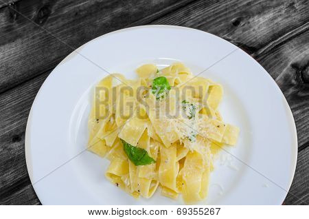 Fresh Pappadelle Pasta With Lemon, Basil And Creame