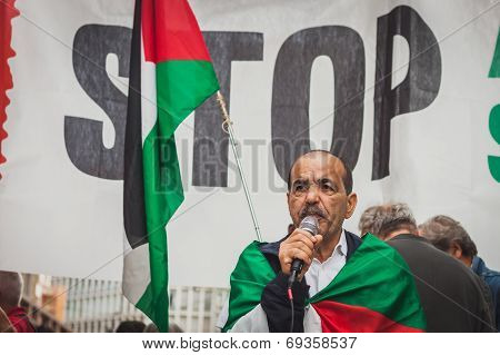 People Protesting Against Gaza Strip Bombing In Milan, Italy