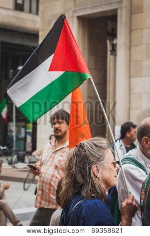 People Protesting Against Gaza Strip Bombing In Milan, Italy
