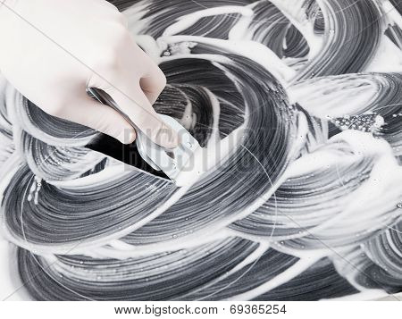 Human Hand Cleaning A Vitroceramic
