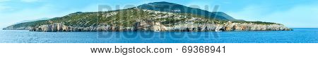The Blue Caves In Zakynthos (greece). Panorama.