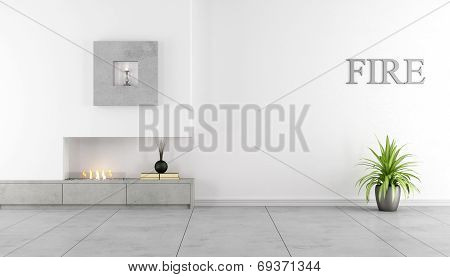 Minimalist Interior With Fireplace