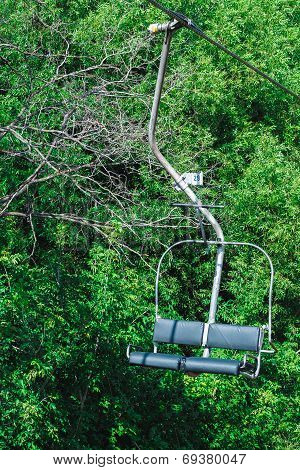 Cableway in a green foliage