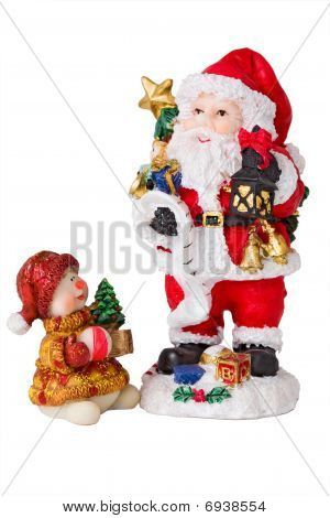 Santa Navidad y Santa Baby juguete Carring presenta. Aislado