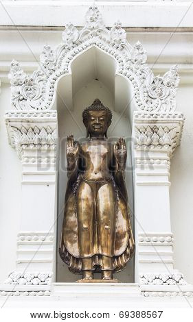 Buddha Statue In An Ancient Pagoda, Lamphun Province, Thailand