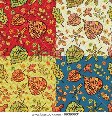 Seamless pattern.Autumn leaves and berryes.