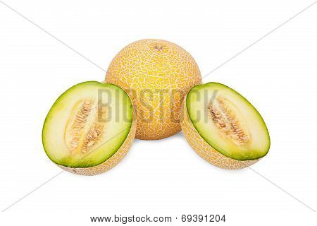 One Whole And Two Half Galia Melons