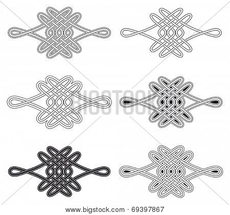 Celtic knot six different arrangements