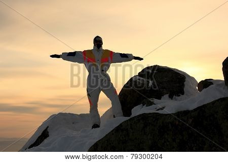 Mountain-skier. Sunset.