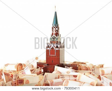 Model of the Moscow Kremlin in the background of five thousandth