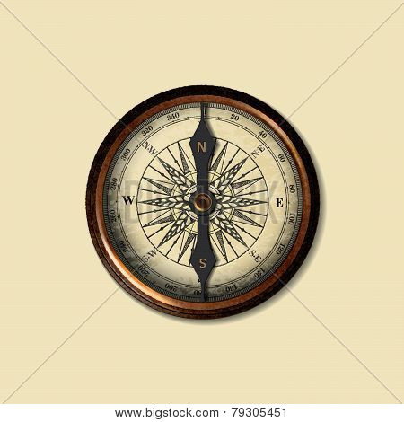 realistic image of  vintage isolated compass.vector illustration