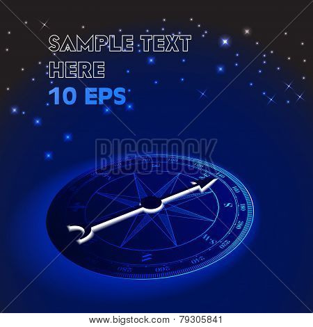 abstract background blue compass in space.vector illustration