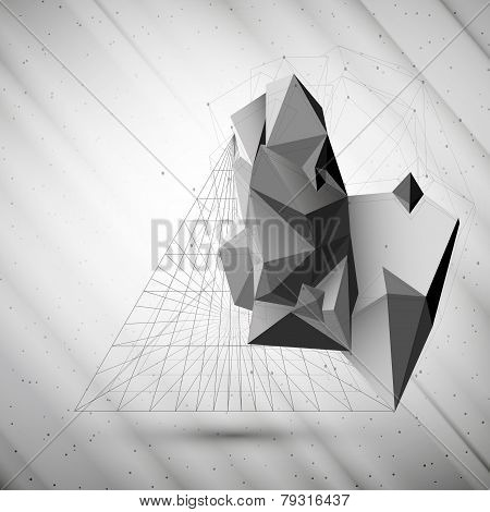 Abstract 3D pyramid, vector template for business or science design